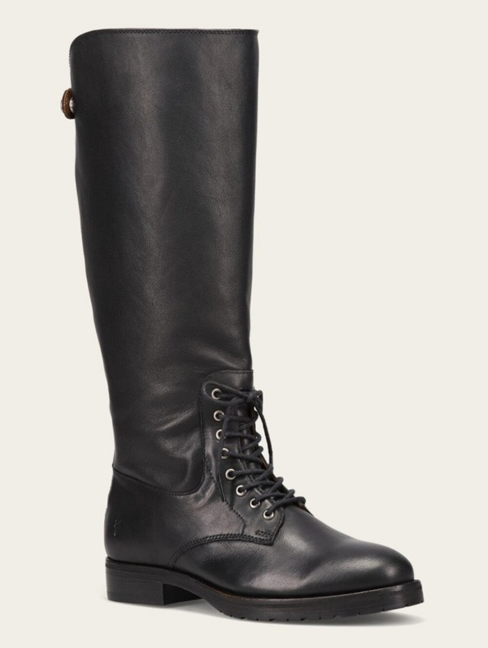 Frye Melissa Lug Back Zip Lace Up Black Leather Tall Boots New Without Tags - 10